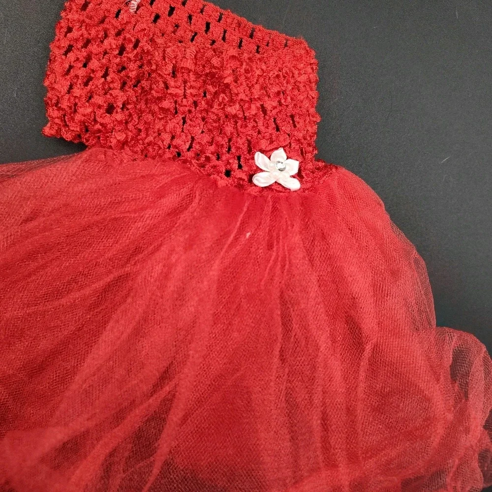 Dog Tutu Hot RED Skirt Elastic Waist Small-Dog-Types Sm-Size SEQUIN SPARKLE‎